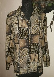 Allison Daley Leopard Block Print Button front Top